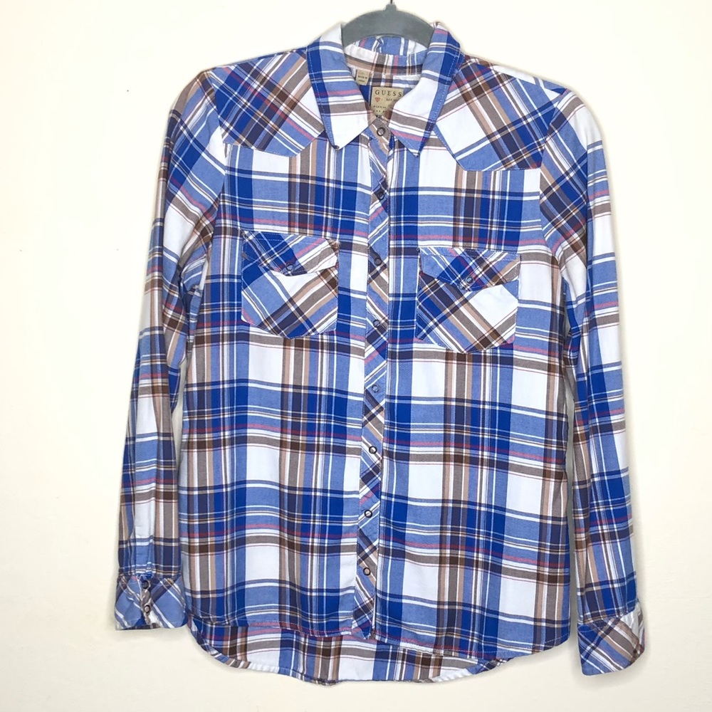 Plaid GUESS Button Down Shirt | S